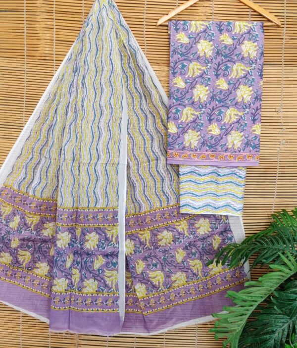 Jaipuri Print Cotton Suit With Cotton Dupatta