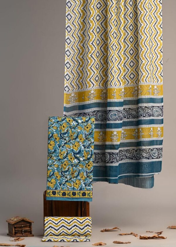 Jaipuri Print Cotton Suit With Cotton Dupatta