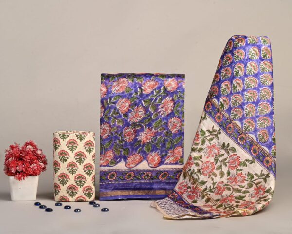 Hand Block Print Chanderi Silk Suit