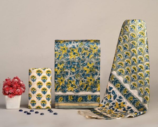 Hand Block Print Chanderi Silk Suit