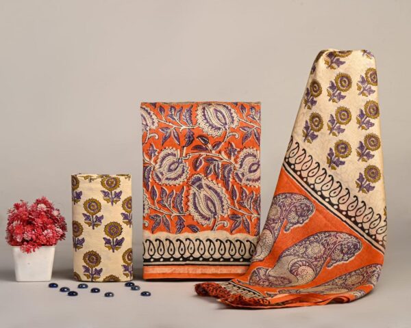 Hand Block Print Chanderi Silk Suit