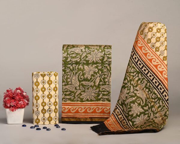 Hand Block Print Chanderi Silk Suit