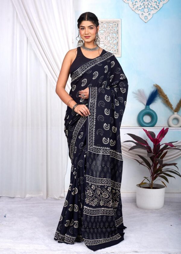 Block Print Cotton Saree