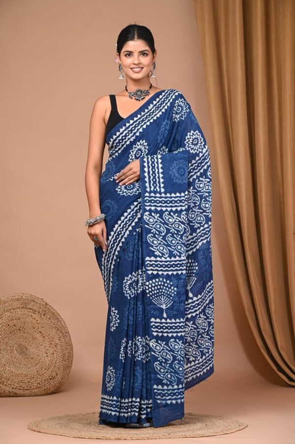 Block Print Cotton Saree