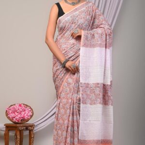 Block Print Cotton Saree