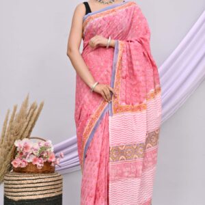 Block Print Cotton Saree