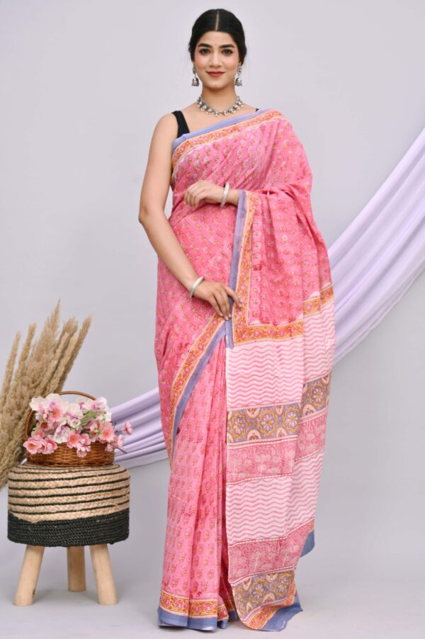 Block Print Cotton Saree