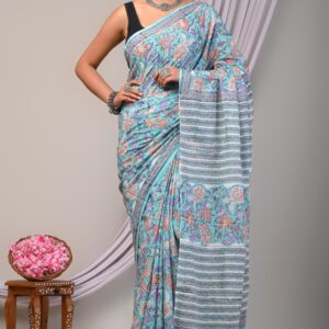 Block Print Cotton Saree
