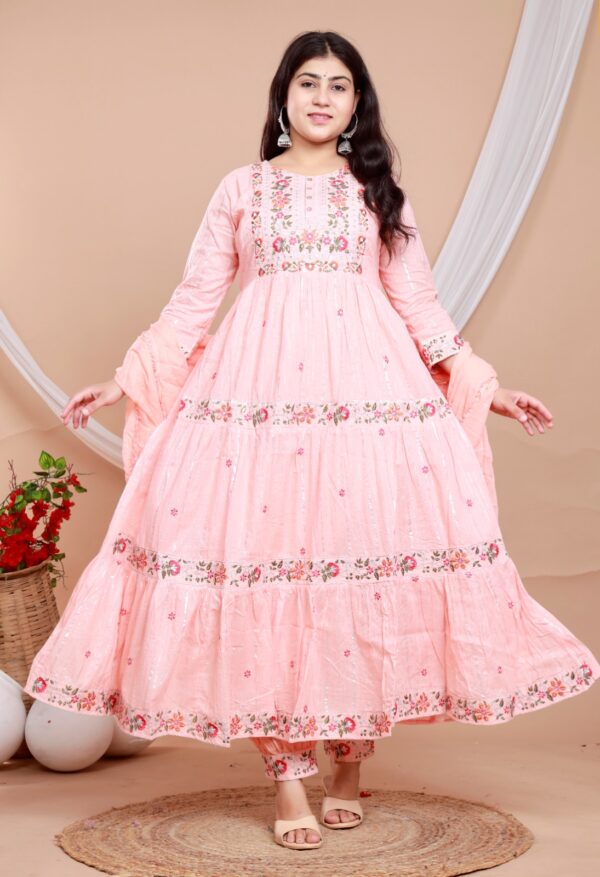 Stitched Suit Anarkali Cotton 3 Pcs Suit