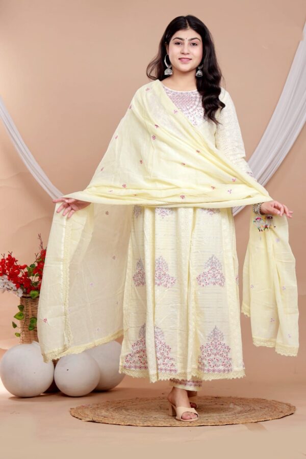 Stitched Suit Anarkali Cotton 3 Pcs Suit