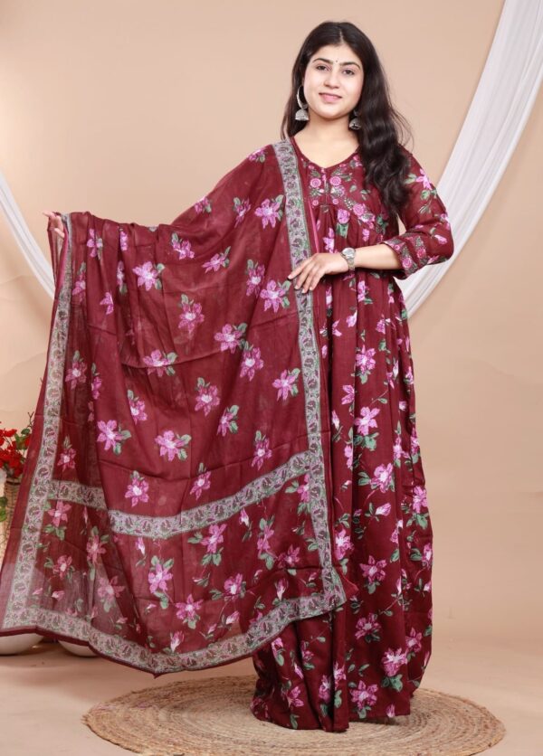 Stitched Suit Anarkali Cotton 3 Pcs Suit