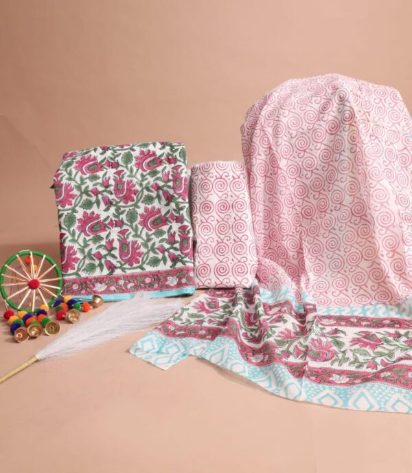 Block Print Cotton Suit With Cotton Dupatta