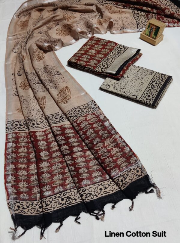Hand Block Print Linen Cotton Suit