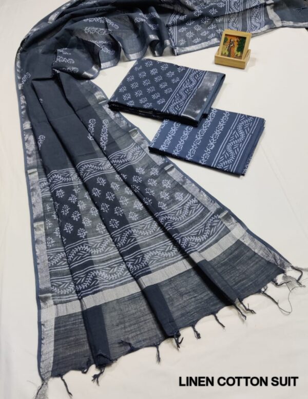 Hand Block Print Linen Cotton Suit