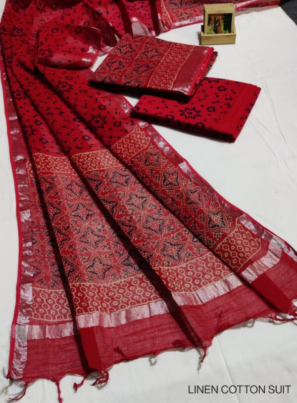 Hand Block Print Linen Cotton Suit