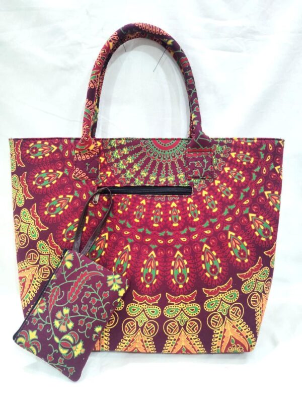 Mandala Tote Zip Bag With 1 Small Bag