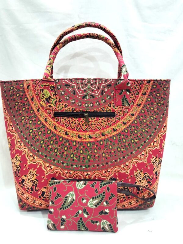 Mandala Tote Zip Bag With 1 Small Bag
