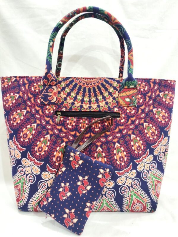 Mandala Tote Zip Bag With 1 Small Bag