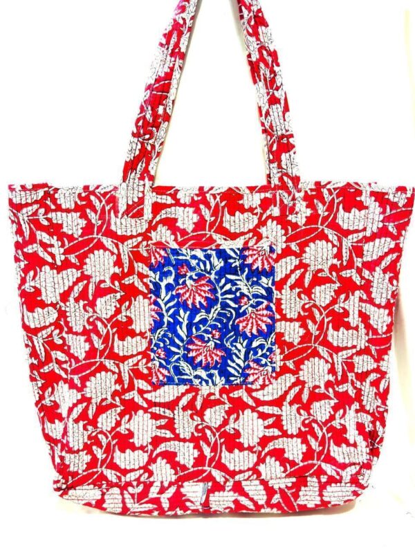 Jaipuri Print Cotton Quilted Tote Bag