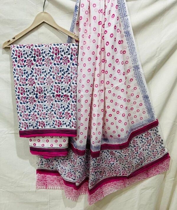 Block Print Cotton Suit With Cotton Dupatta