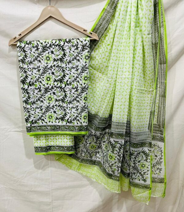 Block Print Cotton Suit With Cotton Dupatta