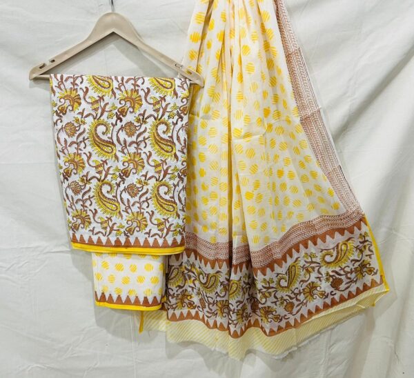 Block Print Cotton Suit With Cotton Dupatta