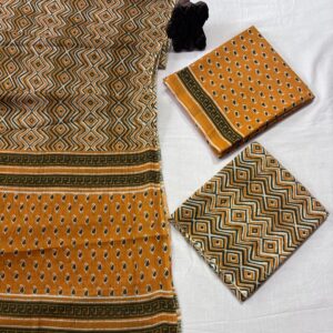 Jaipuri Print Cotton Suit With Cotton Dupatta