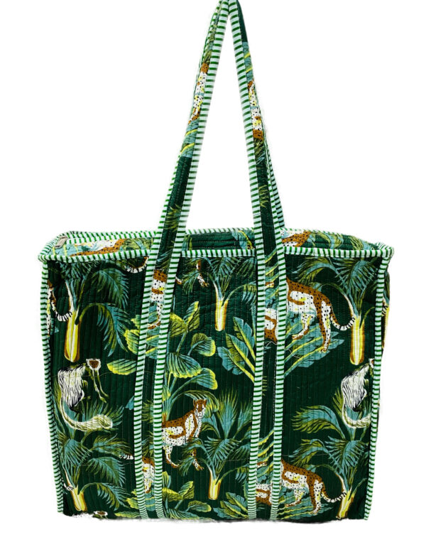 Jaipuri Print Cotton Quilted Tote Bag With Zip