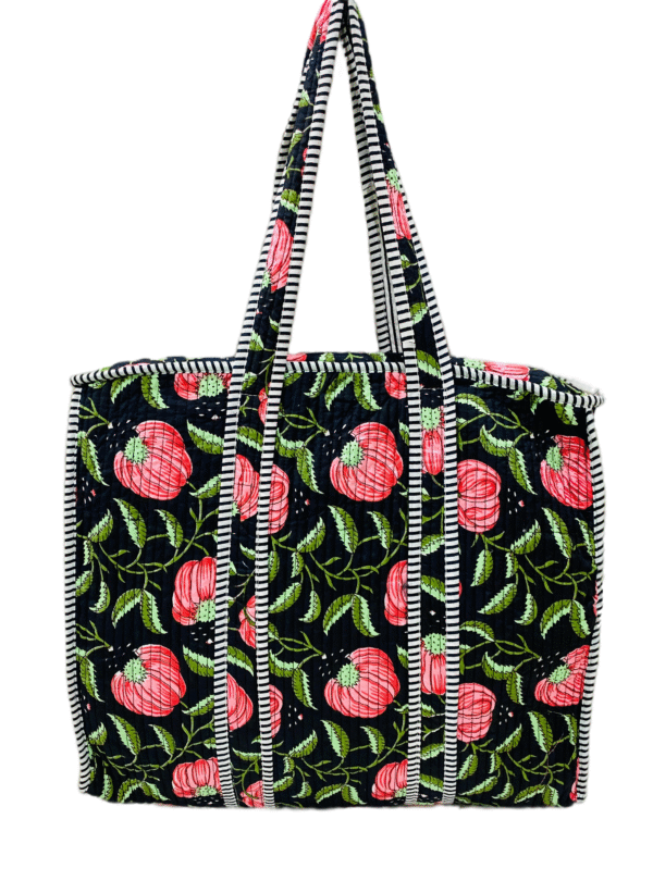 Jaipuri Print Cotton Quilted Tote Bag With Zip