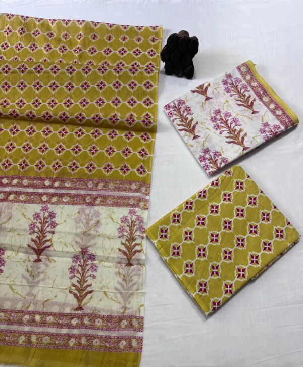 Jaipuri Print Cotton Suit With Cotton Dupatta