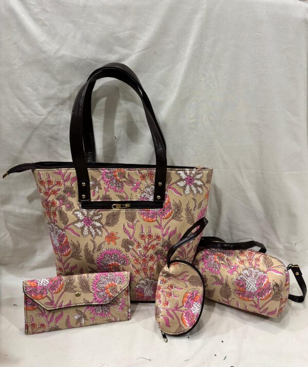 Jaipuri Print Cotton 4 Pcs Bag Set