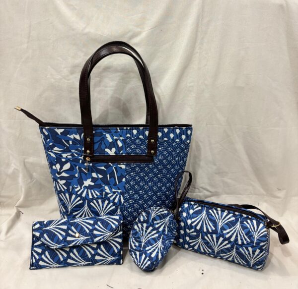 Jaipuri Print Cotton 4 Pcs Bag Set