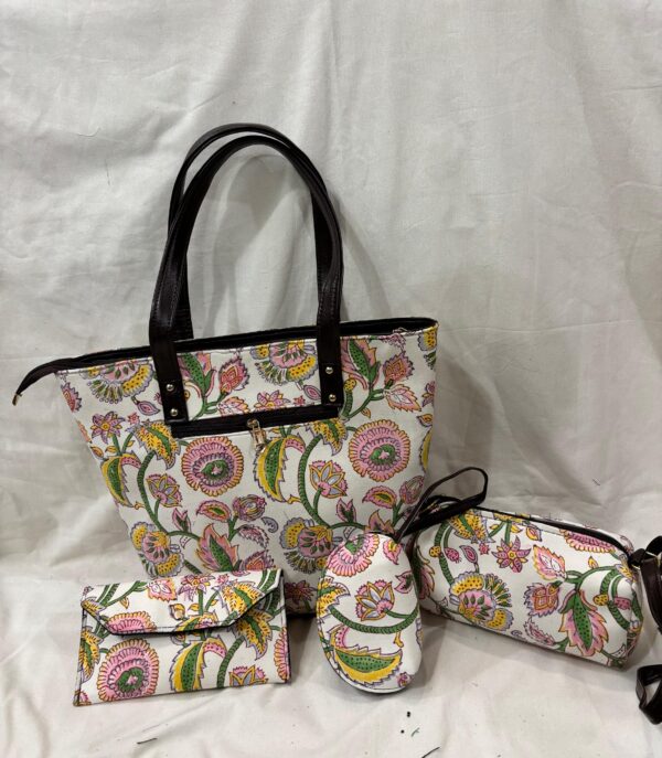 Jaipuri Print Cotton 4 Pcs Bag Set