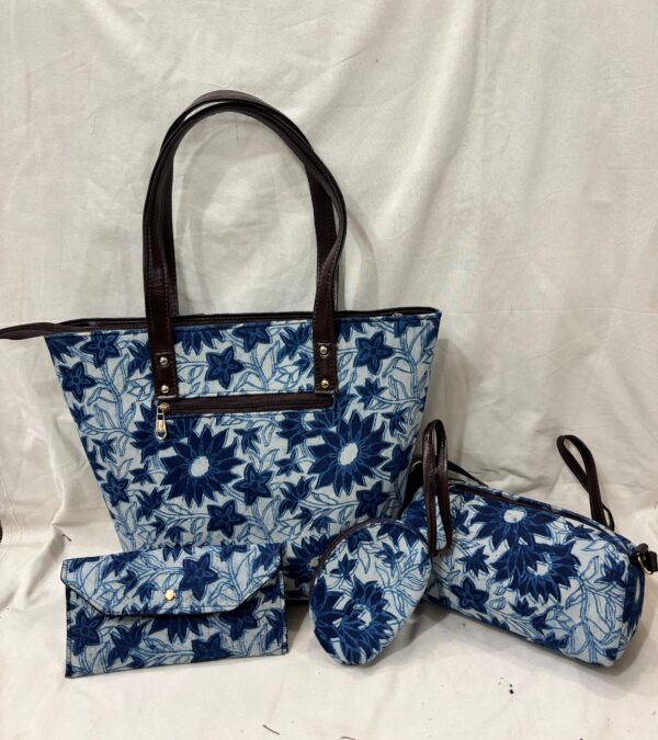 Jaipuri Print Cotton 4 Pcs Bag Set