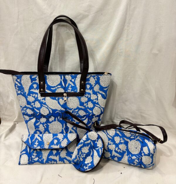 Jaipuri Print Cotton 4 Pcs Bag Set