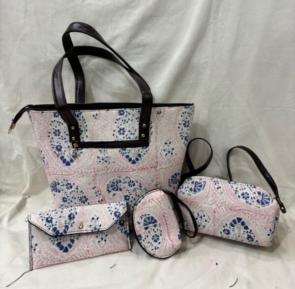 Jaipuri Print Cotton 4 Pcs Bag Set