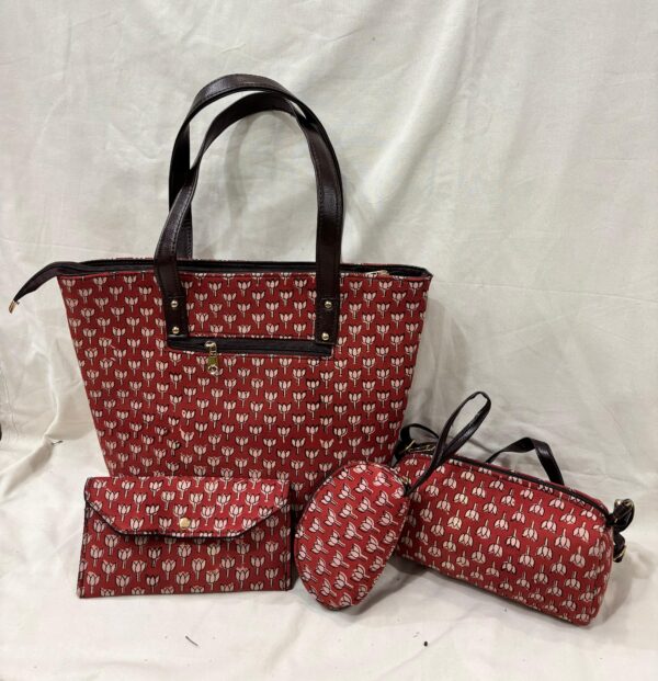 Jaipuri Print Cotton 4 Pcs Bag Set
