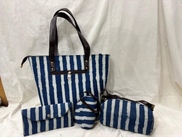 Jaipuri Print Cotton 4 Pcs Bag Set