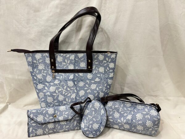 Jaipuri Print Cotton 4 Pcs Bag Set