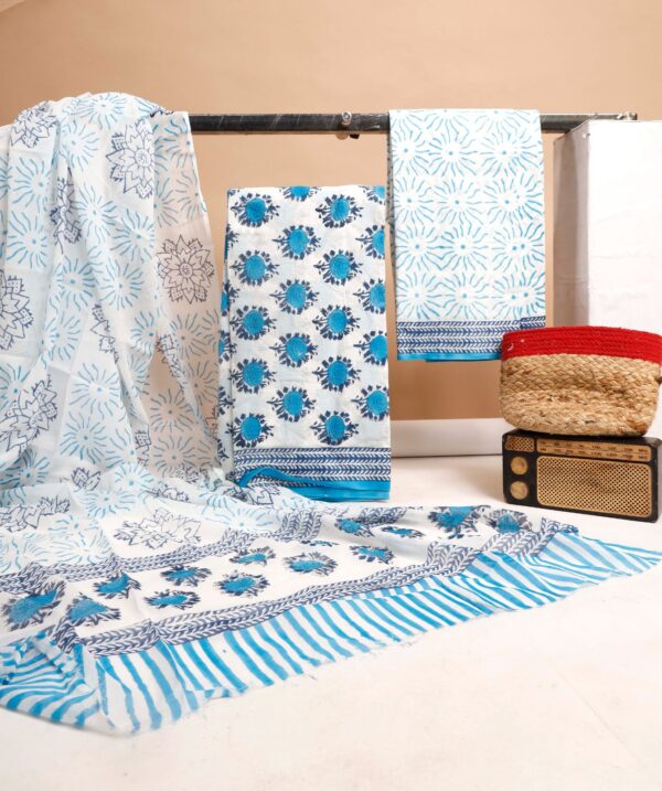 Block Print Cotton Suit With Cotton Dupatta