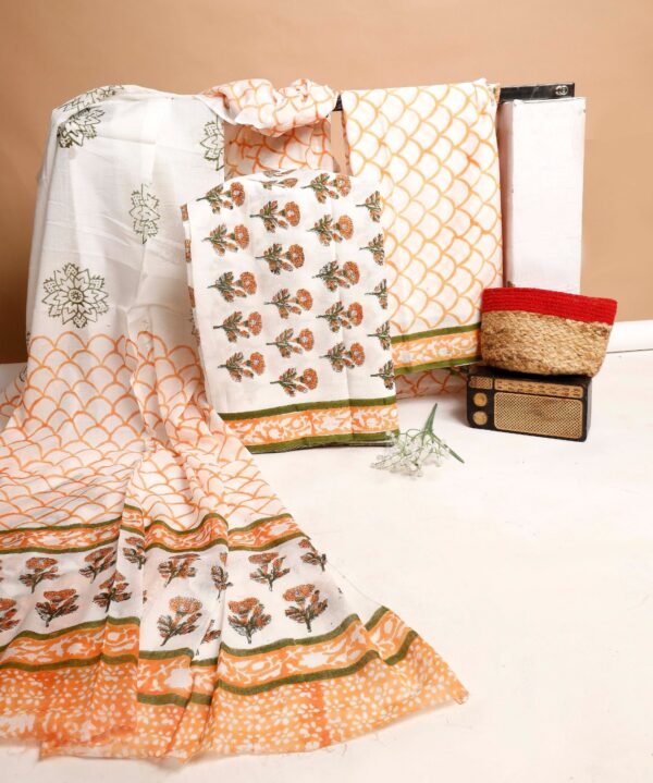 Block Print Cotton Suit With Cotton Dupatta