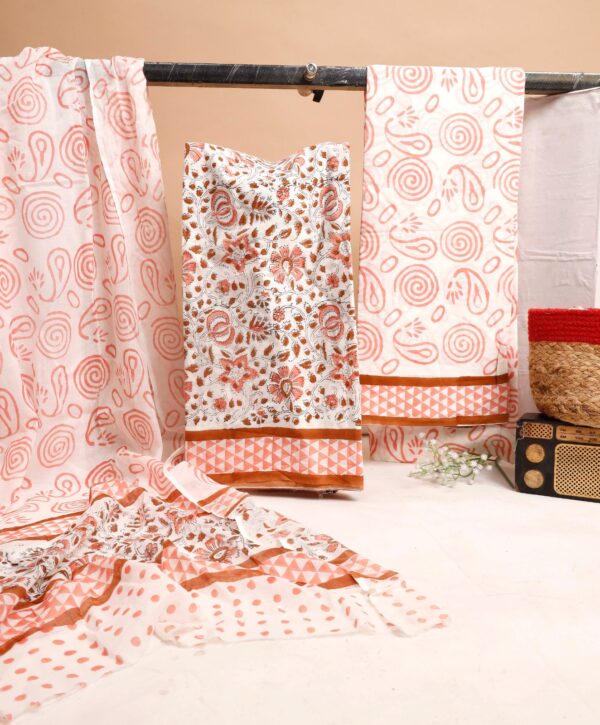 Block Print Cotton Suit With Cotton Dupatta