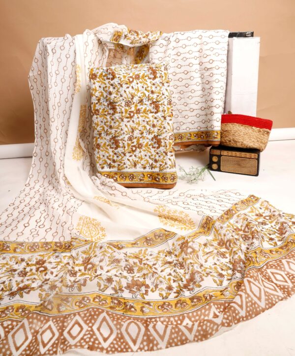 Block Print Cotton Suit With Cotton Dupatta