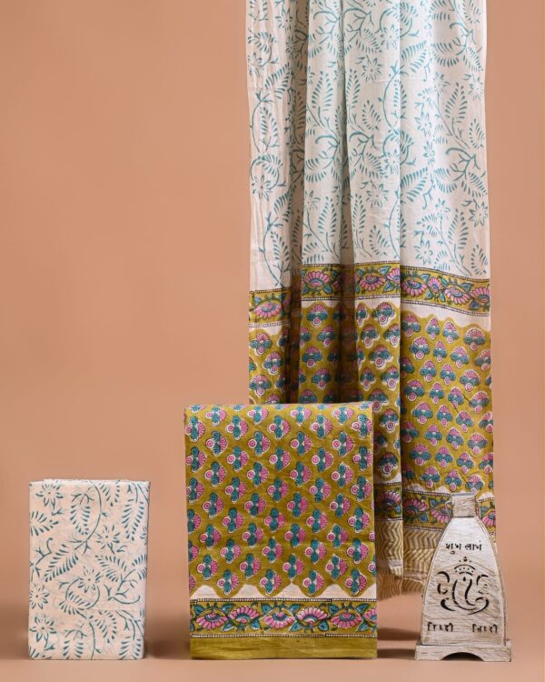 Block Print Cotton Suit With Cotton Dupatta