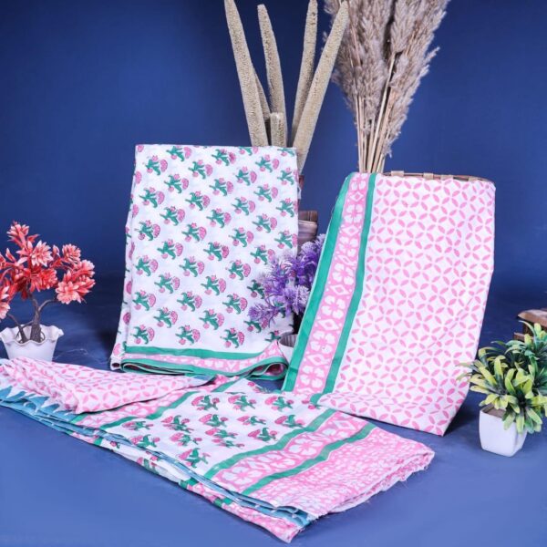 Block Print Cotton Suit With Cotton Dupatta