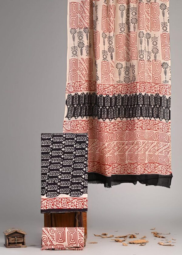 Block Print Cotton Suit With Cotton Dupatta