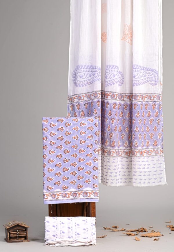 Block Print Cotton Suit With Cotton Dupatta