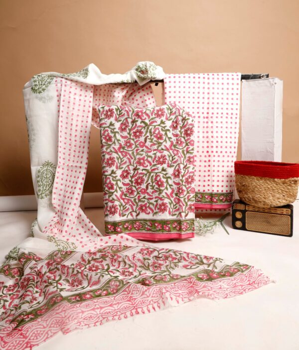 Block Print Cotton Suit With Cotton Dupatta