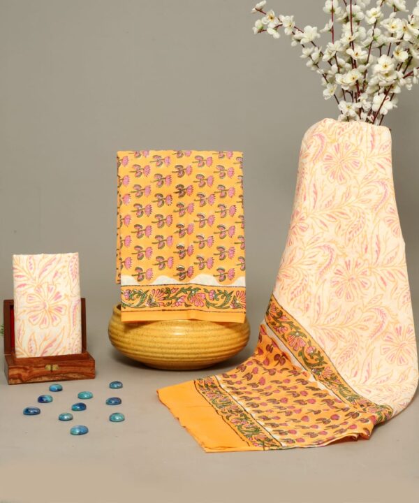 Block Print Cotton Suit With Cotton Dupatta