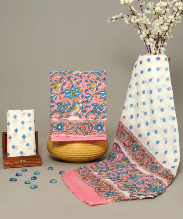 Block Print Cotton Suit With Cotton Dupatta